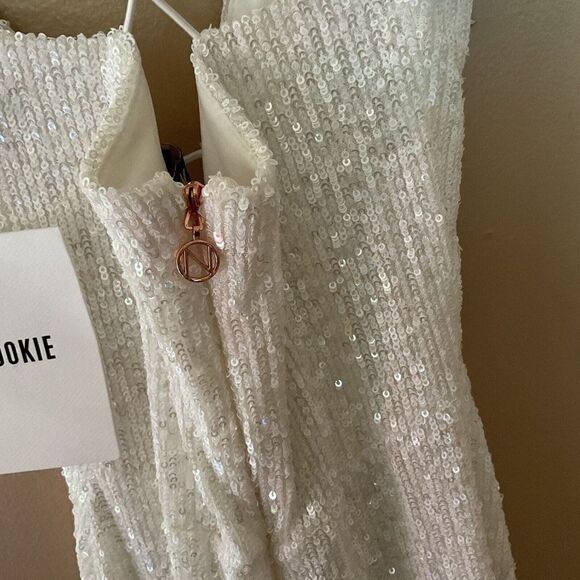 Nookie Supreme Mini Sequin Dress Small White $279 Cocktails Evening Event NWT S - Picture 10 of 12